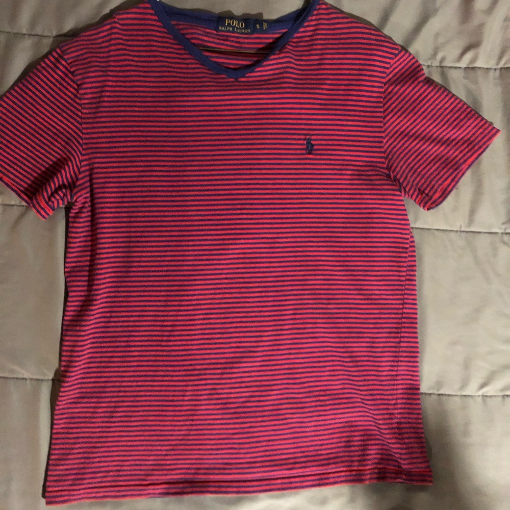Red with navy stripe Polo by Ralph Lauren